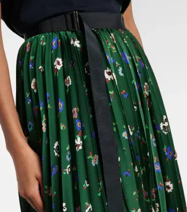Sacai Floral plissé satin midi skirt | Thumbnail 3