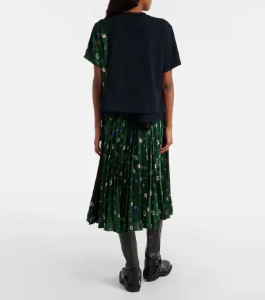 Sacai Floral plissé satin midi skirt | Thumbnail 6