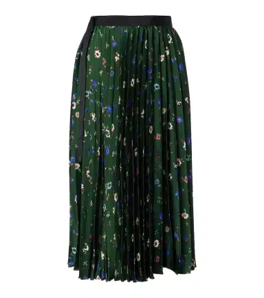 Sacai Floral plissé satin midi skirt | Thumbnail 1