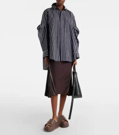 Sacai Striped oversized cotton-blend shirt | Thumbnail 2