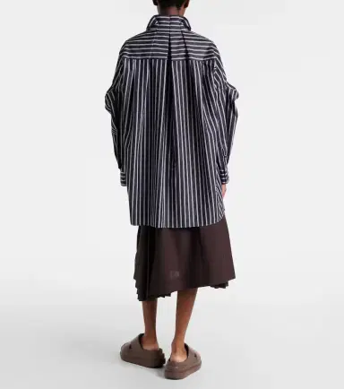 Sacai Striped oversized cotton-blend shirt | Thumbnail 4