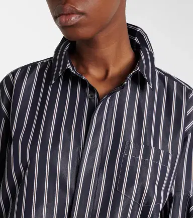 Sacai Striped oversized cotton-blend shirt | Thumbnail 6