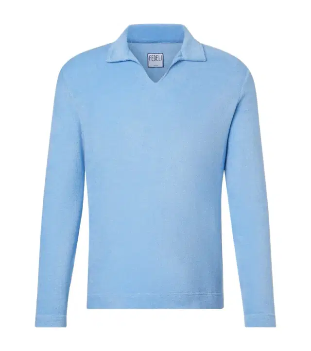 Peter cotton terry polo sweater