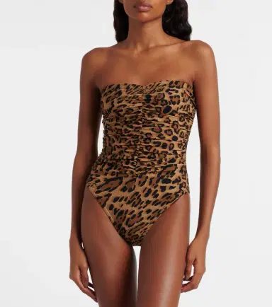 Karla Colletto Leopard-print ruched strapless swimsuit | Thumbnail 5