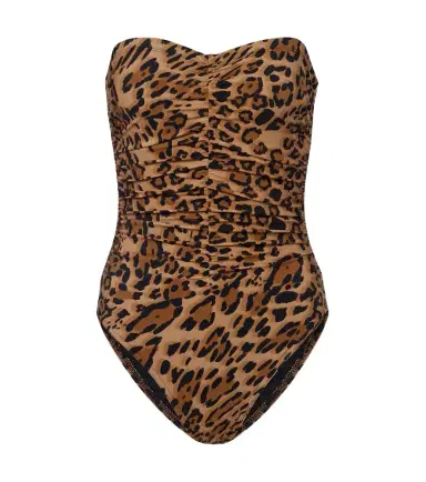 Karla Colletto Leopard-print ruched strapless swimsuit | Thumbnail 1