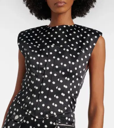 Ganni Polka-dot satin corset top | Thumbnail 2