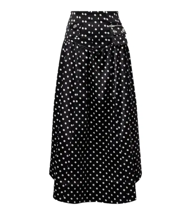 Ganni Polka-dot satin maxi skirt