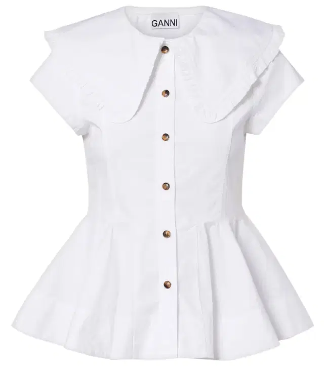 Ganni Ruffled cotton-blend shirt
