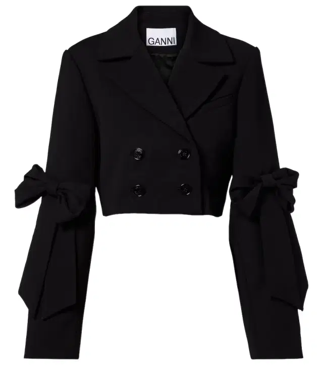 Ganni Double-breasted cropped blazer