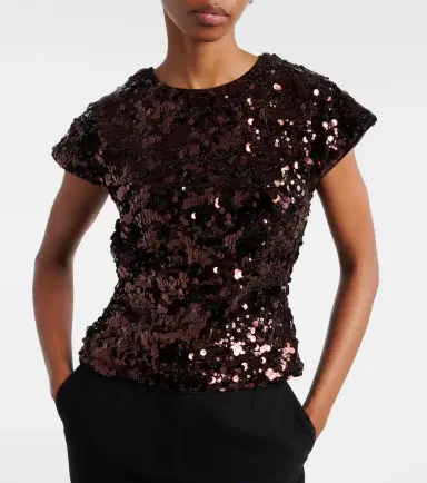 Ganni Bow-detail sequined open-back top | Thumbnail 4