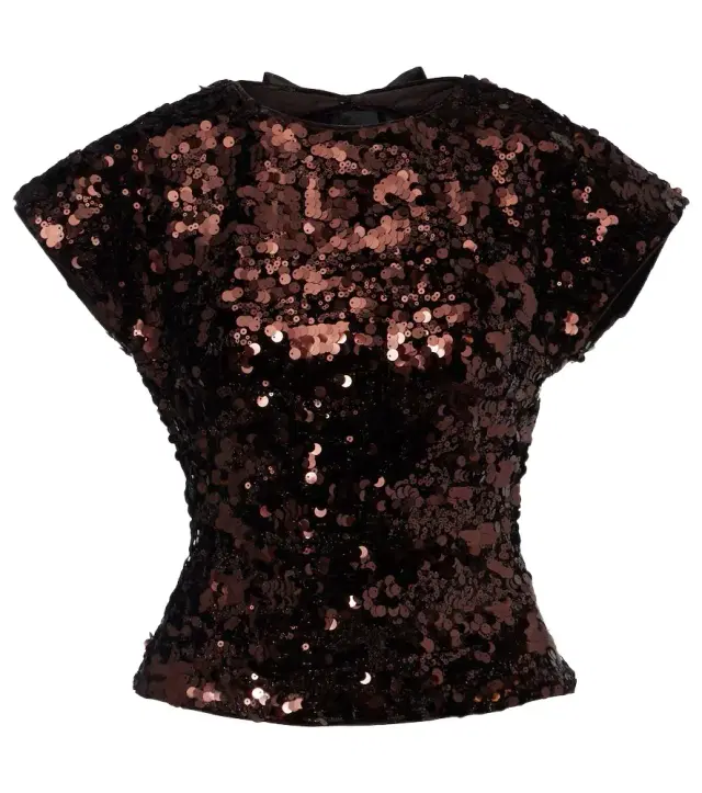Ganni Bow-detail sequined open-back top