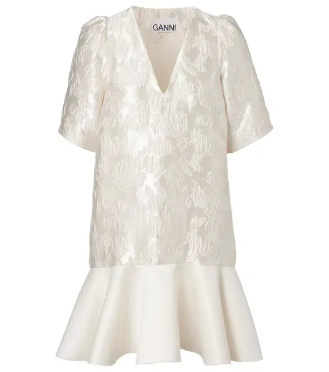 Ganni Floral satin cloqué minidress