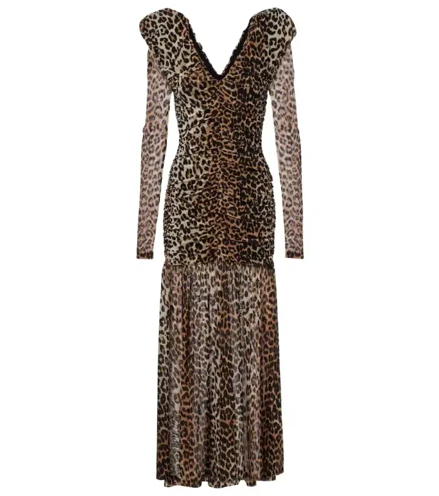 Ganni Leopard-print cloqué maxi dress