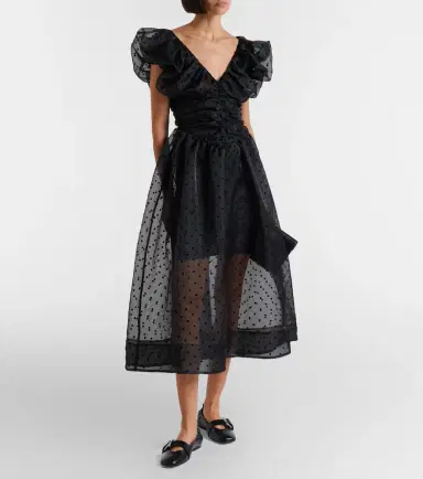Ganni Polka-dot organza midi dress | Thumbnail 5