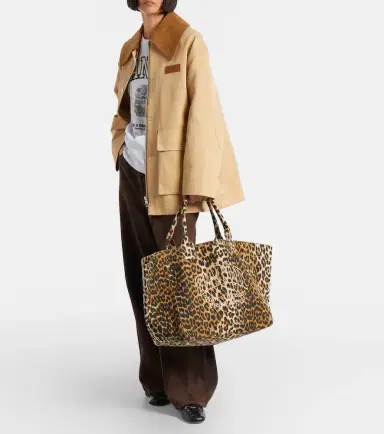 Ganni Large leopard-print canvas tote bag | Thumbnail 4 Ganni Large leopard-print canvas tote bag | Thumbnail 4