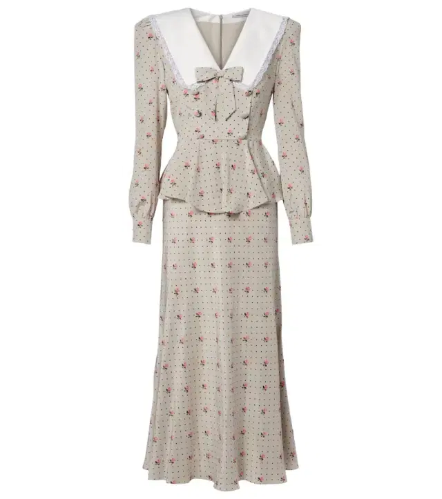 Alessandra Rich Floral polka-dot silk midi dress