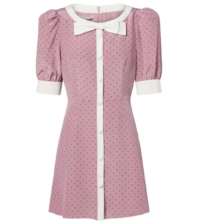 Alessandra Rich Bow-detail polka-dot silk minidress