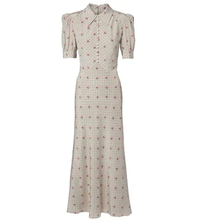 Alessandra Rich Floral polka-dot silk maxi dress