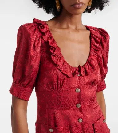 Alessandra Rich Leopard-print silk jacquard midi dress | Thumbnail 3