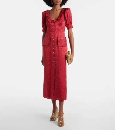 Alessandra Rich Leopard-print silk jacquard midi dress | Thumbnail 5