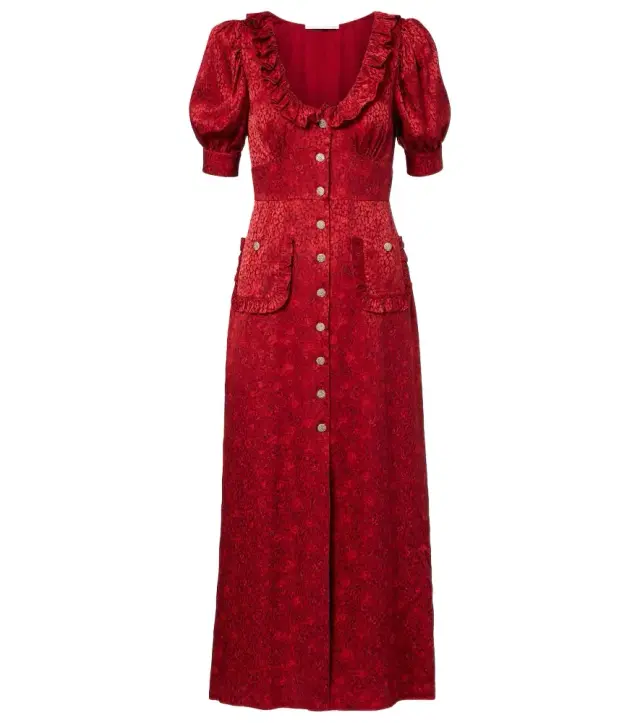 Alessandra Rich Leopard-print silk jacquard midi dress