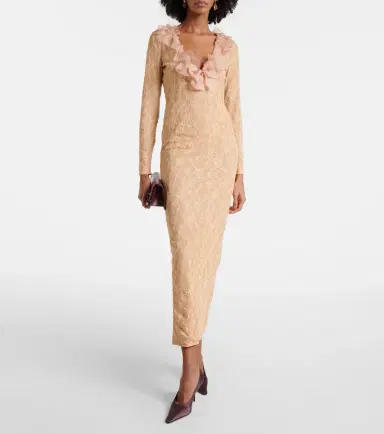Alessandra Rich Ruffled lace midi dress | Thumbnail 3
