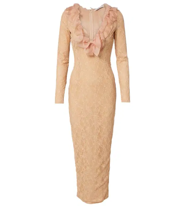 Alessandra Rich Ruffled lace midi dress