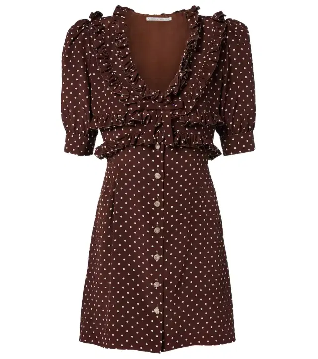 Alessandra Rich Polka-dot ruffled silk minidress