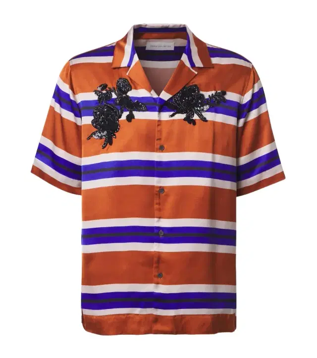 Dries Van Noten Embellished striped satin shirt