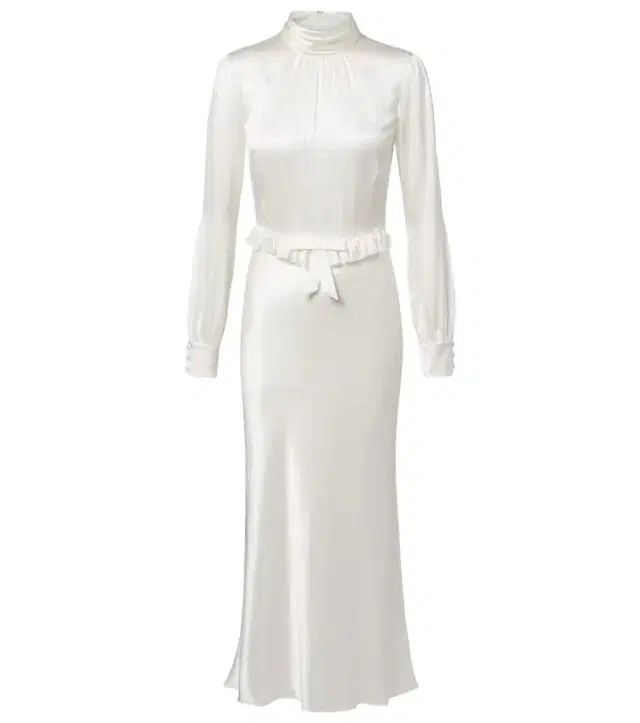 Alessandra Rich Bow-detail ruffled silk satin midi dress