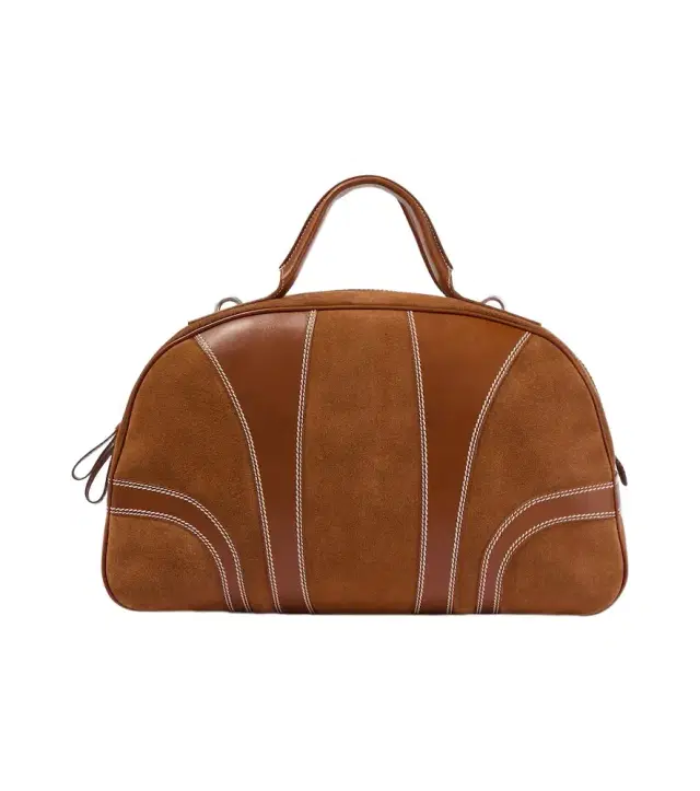 Dries Van Noten Leather-trimmed suede duffel bag