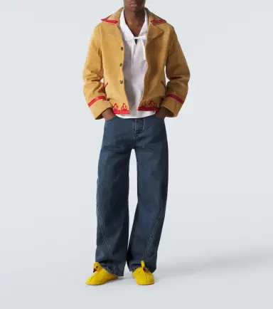 BODE Trefoil leather-trimmed suede jacket | Thumbnail 2