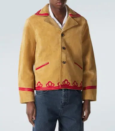 BODE Trefoil leather-trimmed suede jacket | Thumbnail 3