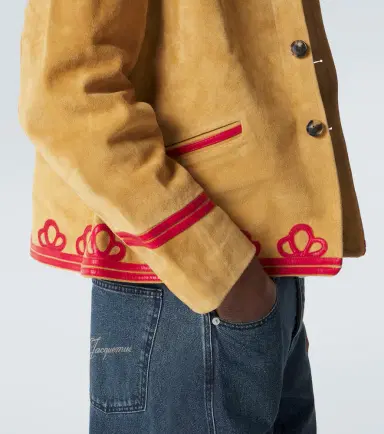 BODE Trefoil leather-trimmed suede jacket | Thumbnail 5