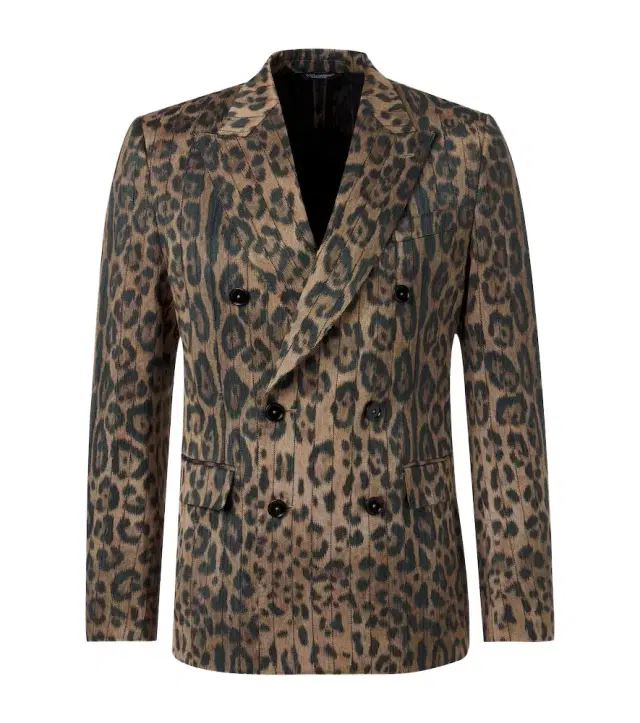 Leopard-print cotton-blend blazer