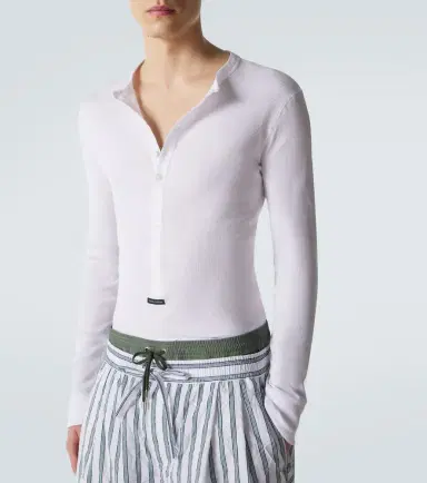 Dolce & Gabbana Ribbed-knit cotton Henley shirt | Thumbnail 3