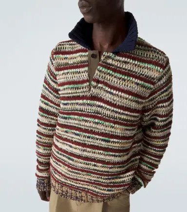 Sacai Striped cotton-blend polo sweater | Thumbnail 2 Sacai Striped cotton-blend polo sweater | Thumbnail 2