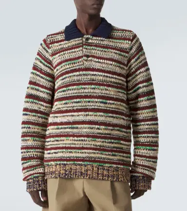 Sacai Striped cotton-blend polo sweater | Thumbnail 3 Sacai Striped cotton-blend polo sweater | Thumbnail 3