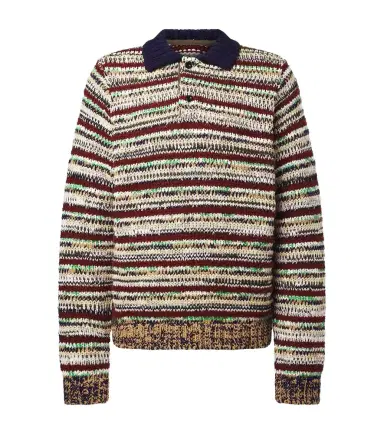 Sacai Striped cotton-blend polo sweater | Thumbnail 1 Sacai Striped cotton-blend polo sweater | Thumbnail 1
