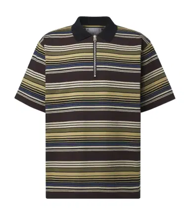 Sacai Striped cotton half-zip polo shirt | Thumbnail 1 Sacai Striped cotton half-zip polo shirt | Thumbnail 1