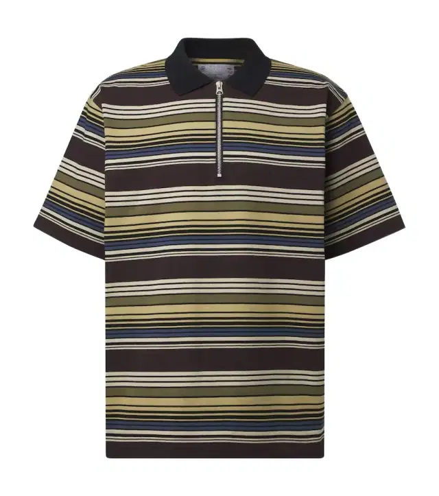 Sacai Striped cotton half-zip polo shirt