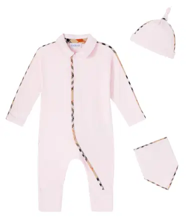 Burberry Kids Baby cotton-blend beanie, bib, and onesie set | Thumbnail 1