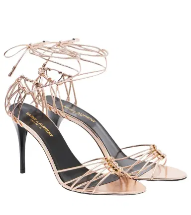 Saint Laurent Babylone 90 metallic leather sandals | Thumbnail 1 Saint Laurent Babylone 90 metallic leather sandals | Thumbnail 1
