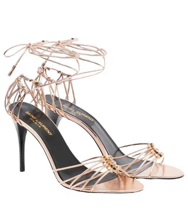 Saint Laurent Babylone 90 metallic leather sandals