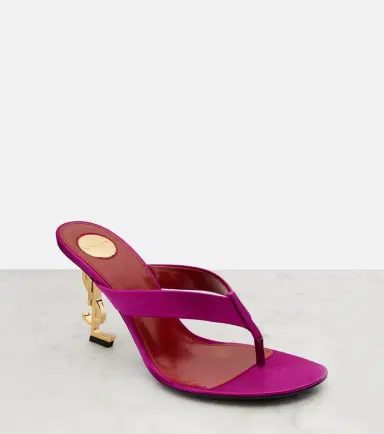 Saint Laurent Opyum crêpe satin thong sandals | Thumbnail 4