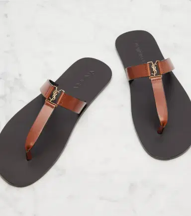 Saint Laurent Cassandre leather thong sandals | Thumbnail 3 Saint Laurent Cassandre leather thong sandals | Thumbnail 3