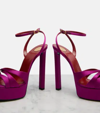 Saint Laurent Chandelle crêpe satin sandals | Thumbnail 2