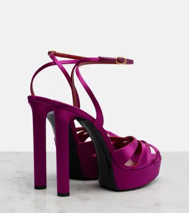 Saint Laurent Chandelle crêpe satin sandals | Thumbnail 4