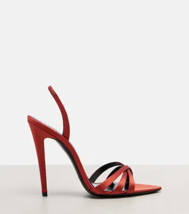 Saint Laurent Kate crêpe satin slingback sandals | Thumbnail 2