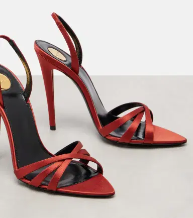 Saint Laurent Kate crêpe satin slingback sandals | Thumbnail 3